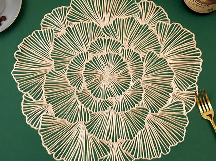 Silver Elegant Floral PVC Placemats - Set of 8, Durable & Stylish Table Mats (38cm)