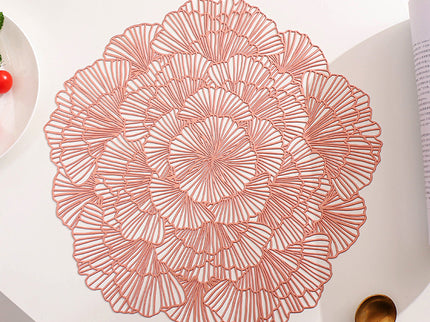 Rose Gold Elegant Floral PVC Placemats - Set of 8, Durable & Stylish Table Mats (38cm)