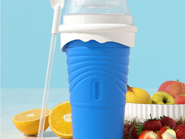 Blue Cool Summer Slushie Cup - 500ml Quick-Freeze Smoothie Maker with Straw