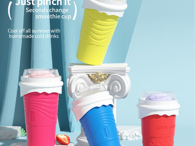 Blue Cool Summer Slushie Cup - 500ml Quick-Freeze Smoothie Maker with Straw