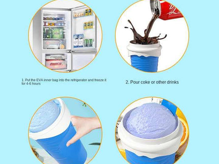 Green Cool Summer Slushie Cup - 500ml Quick-Freeze Smoothie Maker with Straw