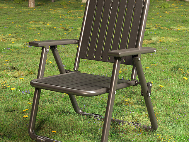 Coffee Portable Folding Chair - Outdoor Beach and Camping Recliner