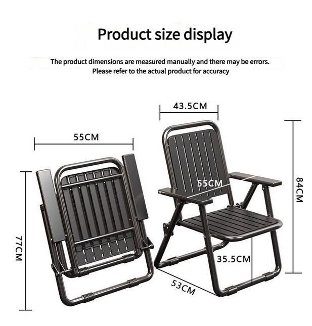 Black Portable Folding Chair - Outdoor Beach and Camping Recliner