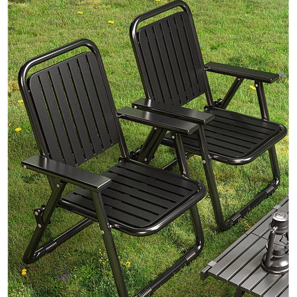 Black Portable Folding Chair - Outdoor Beach and Camping Recliner