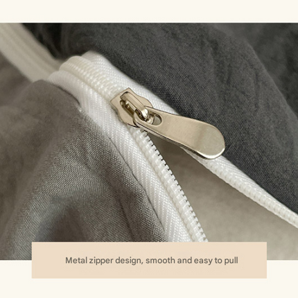 Light-yellow Solid Color Solid Color Solid Color 1.5m Bed Fitted Sheet Set with 200x230cm Duvet Cover - 4-Piece Bedding Set