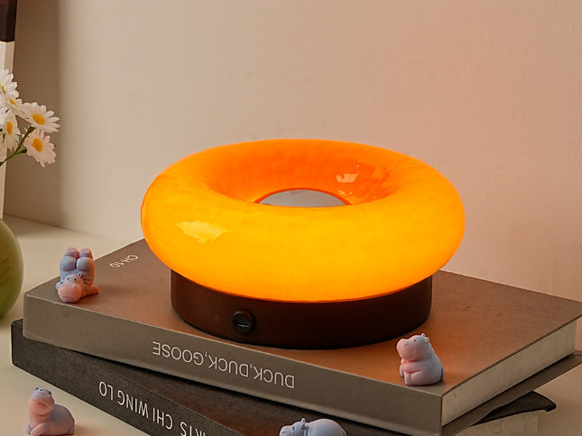 Orange Donut Table Lamp - Rechargeable Touch Control LED