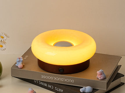 Yellow Donut Table Lamp - Rechargeable Touch Control LED
