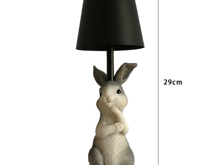 Pink Bunny White Lampshade Adorable Rabbit Resin Table Lamp - 3-Color LED, USB Rechargeable, Touch Dimming