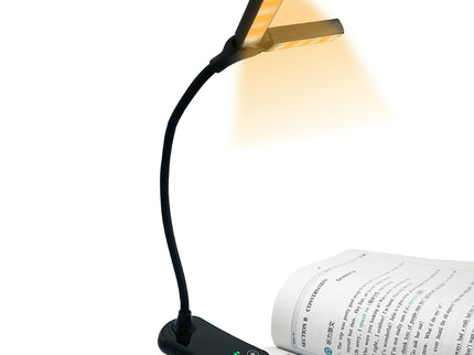 White Rechargeable Dual-Head Clip-On Book Light - Touch Control Reading Lamp with Eye Protection