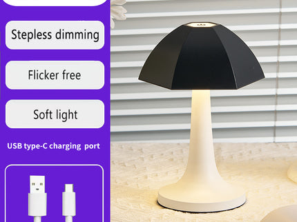 Black And White Nordic Umbrella Mushroom Table Lamp - Dimmable Ambient Light