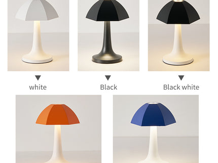 White Nordic Umbrella Mushroom Table Lamp - Dimmable Ambient Light