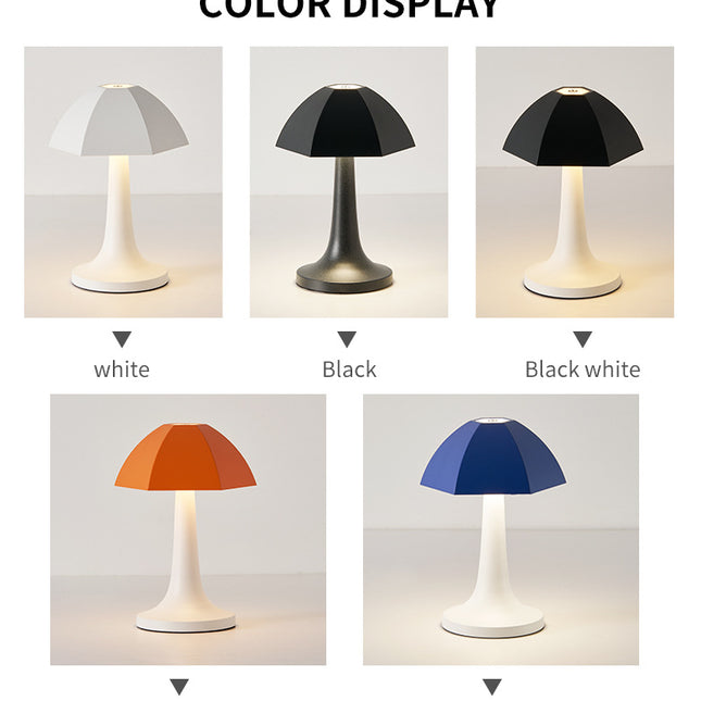 White Nordic Umbrella Mushroom Table Lamp - Dimmable Ambient Light