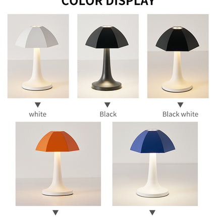 Blue And White Nordic Umbrella Mushroom Table Lamp - Dimmable Ambient Light