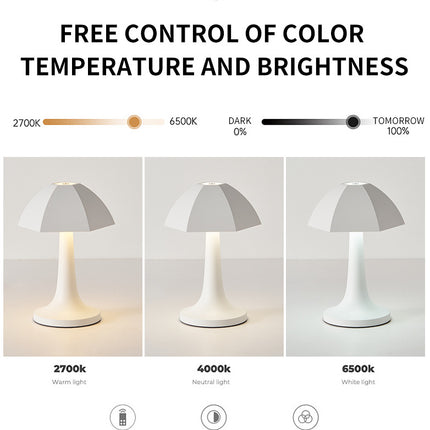 Blue And White Nordic Umbrella Mushroom Table Lamp - Dimmable Ambient Light
