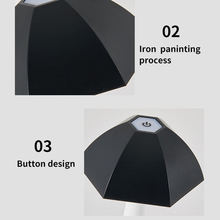 Black Nordic Umbrella Mushroom Table Lamp - Dimmable Ambient Light