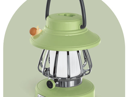 Green Retro Snail Night Light - Portable Rechargeable Camping Lantern with Hook, 3-Color Dimming