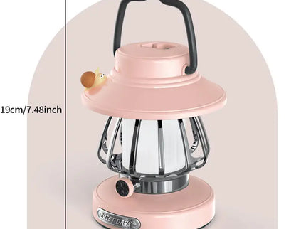 Green Retro Snail Night Light - Portable Rechargeable Camping Lantern with Hook, 3-Color Dimming
