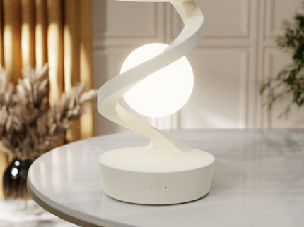 White Modern Levitating LED Desk Lamp  - Spiral Design Atmosphere Light