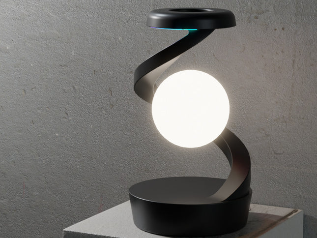Black Modern Levitating LED Desk Lamp  - Spiral Design Atmosphere Light