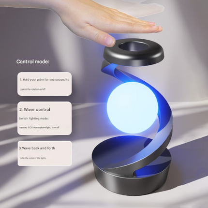 Black Modern Levitating LED Desk Lamp  - Spiral Design Atmosphere Light