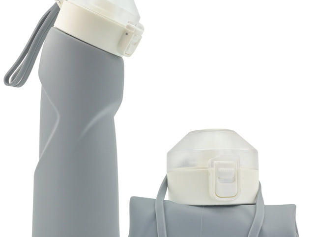 Gray Collapsible Silicone Water Bottle - Portable Large Capacity Outdoor Hiking Flask