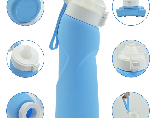 Orange Collapsible Silicone Water Bottle - Portable Large Capacity Outdoor Hiking Flask