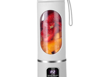 Portable Electric Juicer Blender - 450ml USB Rechargeable Smoothie Maker with 12 Blades(white)