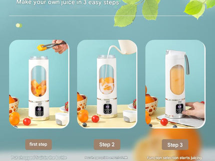 Portable Electric Juicer Blender - 450ml USB Rechargeable Smoothie Maker with 12 Blades(white)
