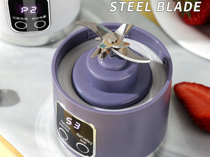 Portable Electric Juicer Blender - 450ml USB Rechargeable Smoothie Maker with 12 Blades(Purple)