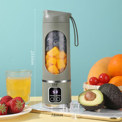 Portable Electric Juicer Blender - 450ml USB Rechargeable Smoothie Maker with 12 Blades(Green)
