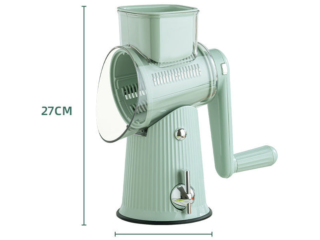 Multi-Function Rotary Vegetable Slicer & Grater - 5 Blade Types (10 Pcs Total) with Storage Box-white