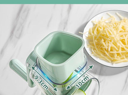 Multi-Function Rotary Vegetable Slicer & Grater - 5 Blade Types (10 Pcs Total) with Storage Box-white
