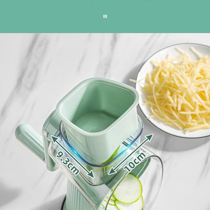 Multi-Function Rotary Vegetable Slicer & Grater - 5 Blade Types (10 Pcs Total) with Storage Box-white