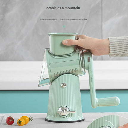 Multi-Function Rotary Vegetable Slicer & Grater - 5 Blade Types (10 Pcs Total) with Storage Box-white