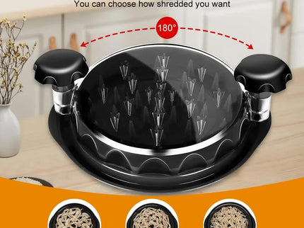 Upgraded Meat Shredder Tool - Rotating Chicken & Pork Puller with Anti-Slip Base & Ergonomic Grips(black)
