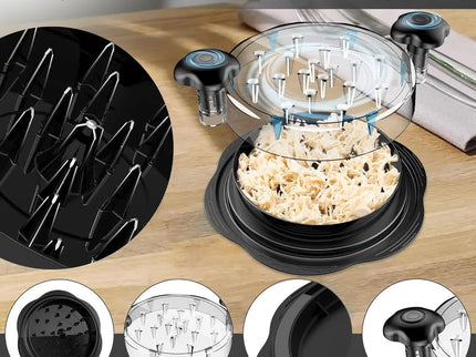 Upgraded Meat Shredder Tool - Rotating Chicken & Pork Puller with Anti-Slip Base & Ergonomic Grips(black)