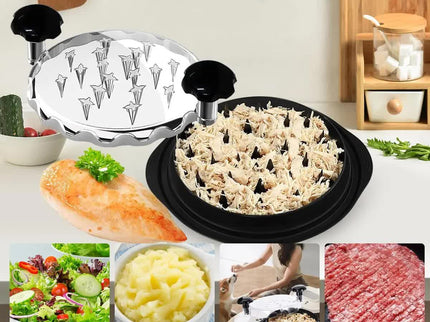 Upgraded Meat Shredder Tool - Rotating Chicken & Pork Puller with Anti-Slip Base & Ergonomic Grips(black)