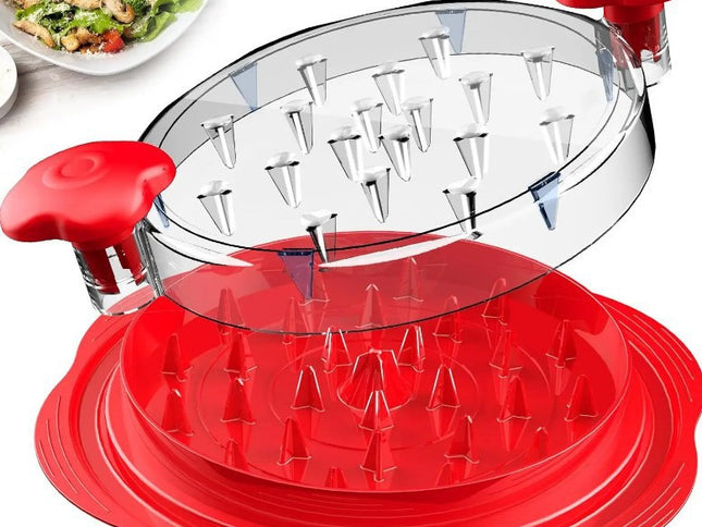 Upgraded Meat Shredder Tool - Rotating Chicken & Pork Puller with Anti-Slip Base & Ergonomic Grips(red)