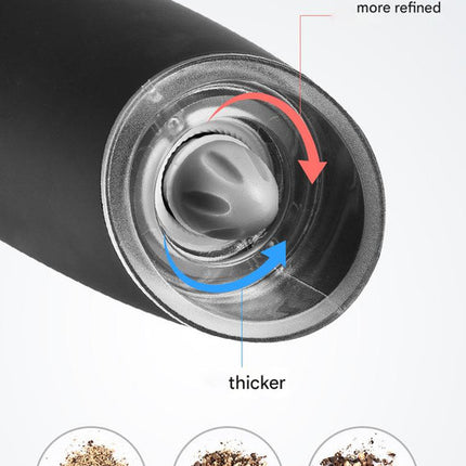 Gravity Electric Salt & Pepper Grinder Set - Adjustable Coarseness, LED Light, Battery Operated(silver)