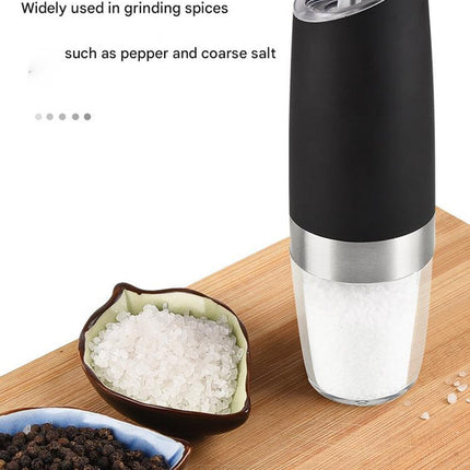 Gravity Electric Salt & Pepper Grinder Set - Adjustable Coarseness, LED Light, Battery Operated(silver)