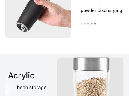 Gravity Electric Salt & Pepper Grinder Set - Adjustable Coarseness, LED Light, Battery Operated(silver)