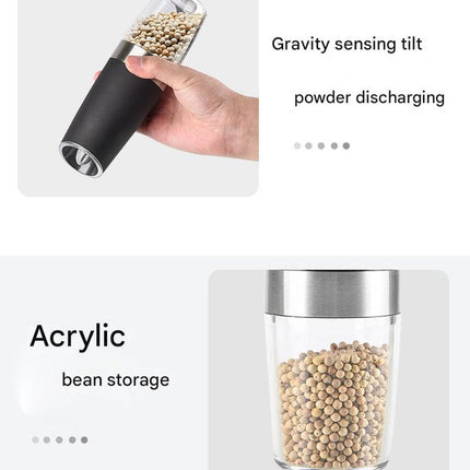 Gravity Electric Salt & Pepper Grinder Set - Adjustable Coarseness, LED Light, Battery Operated(silver)