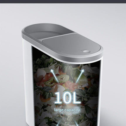 Slim Press-Top Trash Can with Top Storage Compartment - Narrow Design for Bathroom & Small Spaces(Ash cover + ash bucket)