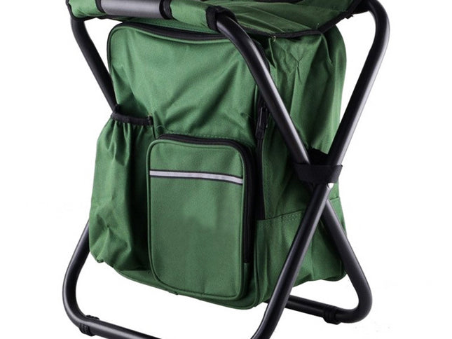 Green Insulated Cooler Backpack Chair - Foldable Stool for Picnics & BBQ