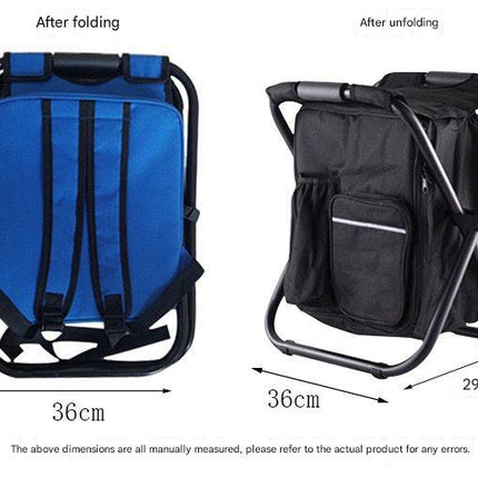 Green Insulated Cooler Backpack Chair - Foldable Stool for Picnics & BBQ