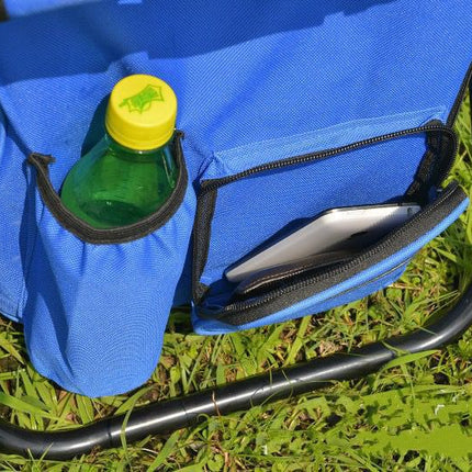 Blue Insulated Cooler Backpack Chair - Foldable Stool for Picnics & BBQ