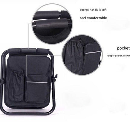 Blue Insulated Cooler Backpack Chair - Foldable Stool for Picnics & BBQ