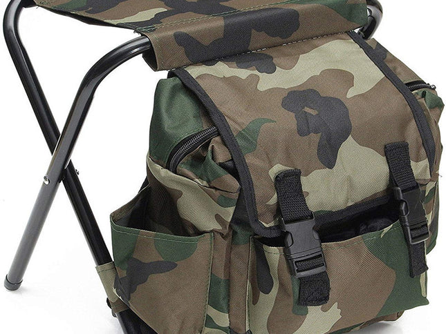 Folding Camo Backpack Stool - Portable Chair for Camping & Fishing