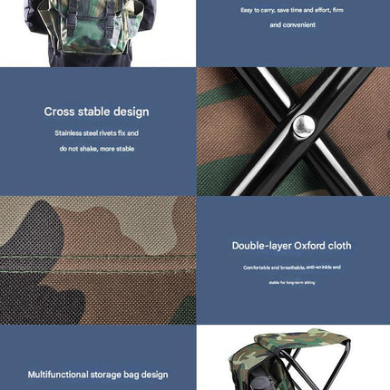 Folding Camo Backpack Stool - Portable Chair for Camping & Fishing