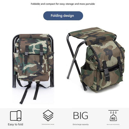 Folding Camo Backpack Stool - Portable Chair for Camping & Fishing